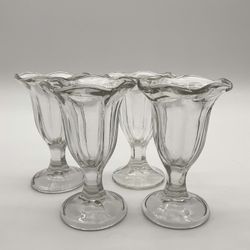Vintage Set of 4 Sundae Glasses Fluted