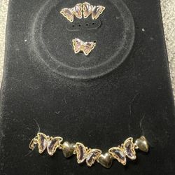 Butterfly Bracelet, Ring, And Matching Earrings NEED GONE  