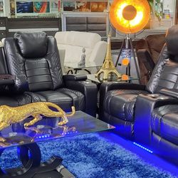 Pre-Black Friday Special Reclining Sofa And Love Available In Black And Grey $2,999