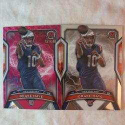 2024 Drake Maye Topps Resurgence Crimson Surge Rookie 151/199 + 2024 Drake Maye Topps Resurgence Silver Surge Rookie 