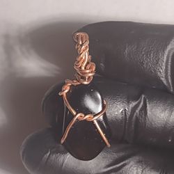 Natural black obsidian wire wrap pendant 