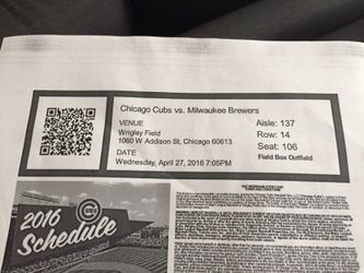 Cubs tickes 12pm today