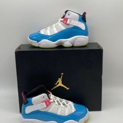 Nike Air Jordan 6 RINGS LIGHT BLUE CK0032-100 SNEAKERS Shoes Small Kids Size 11