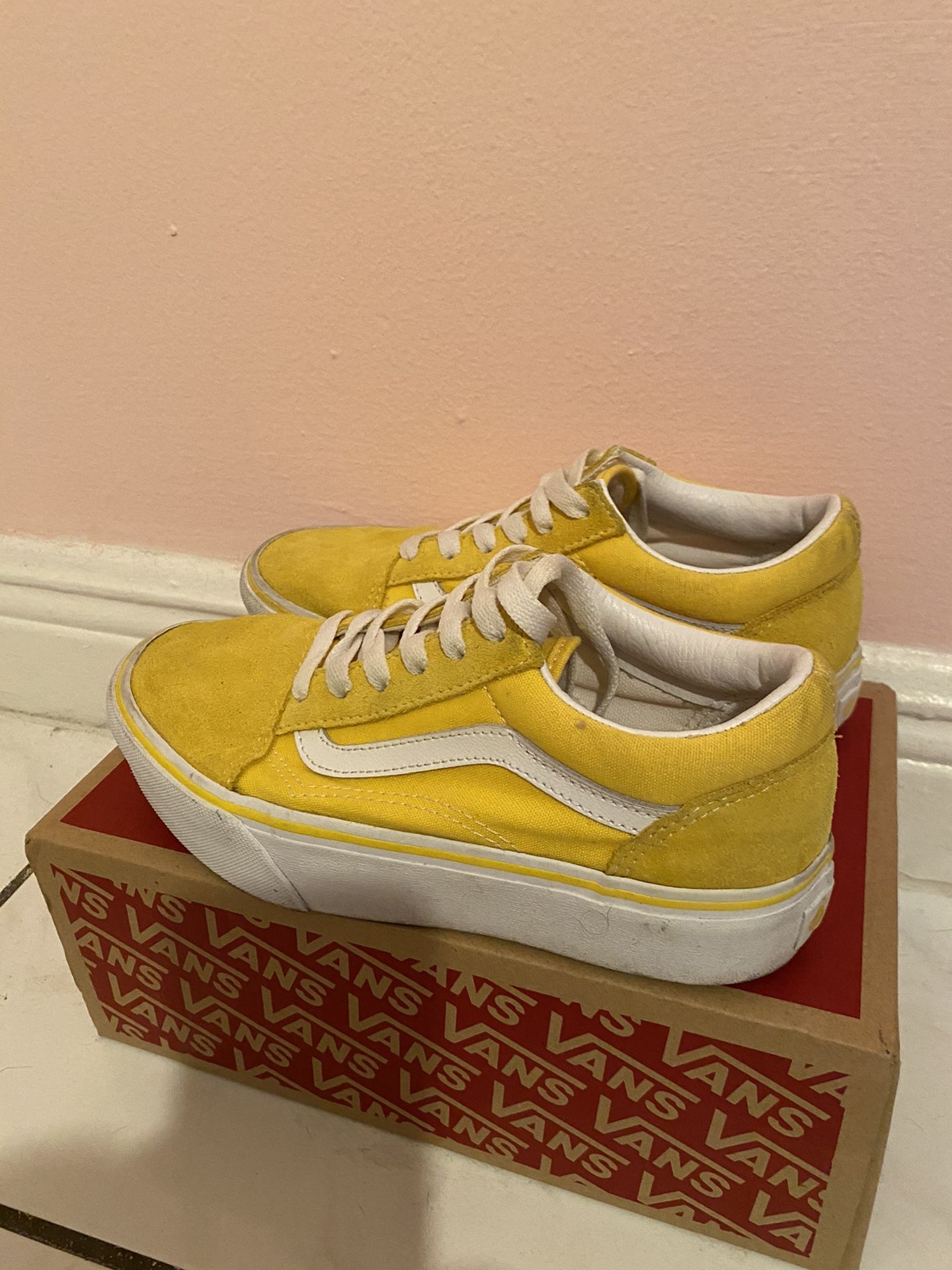 Yellow And White Vans Kid Size