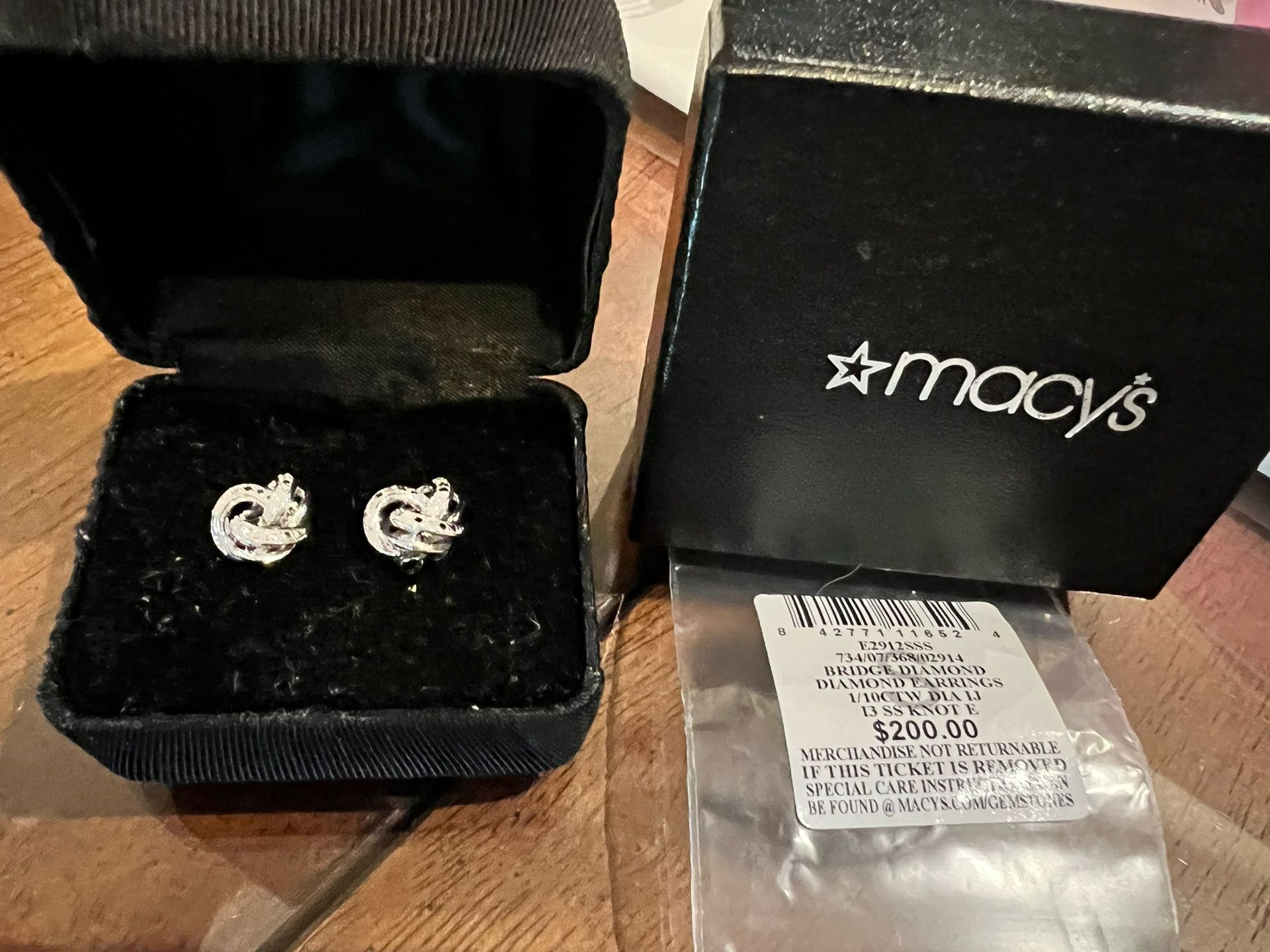 Sterling silver and diamond earrings 