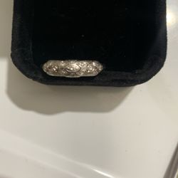 Platinum Granat art deco style 900 Platinum Ring 