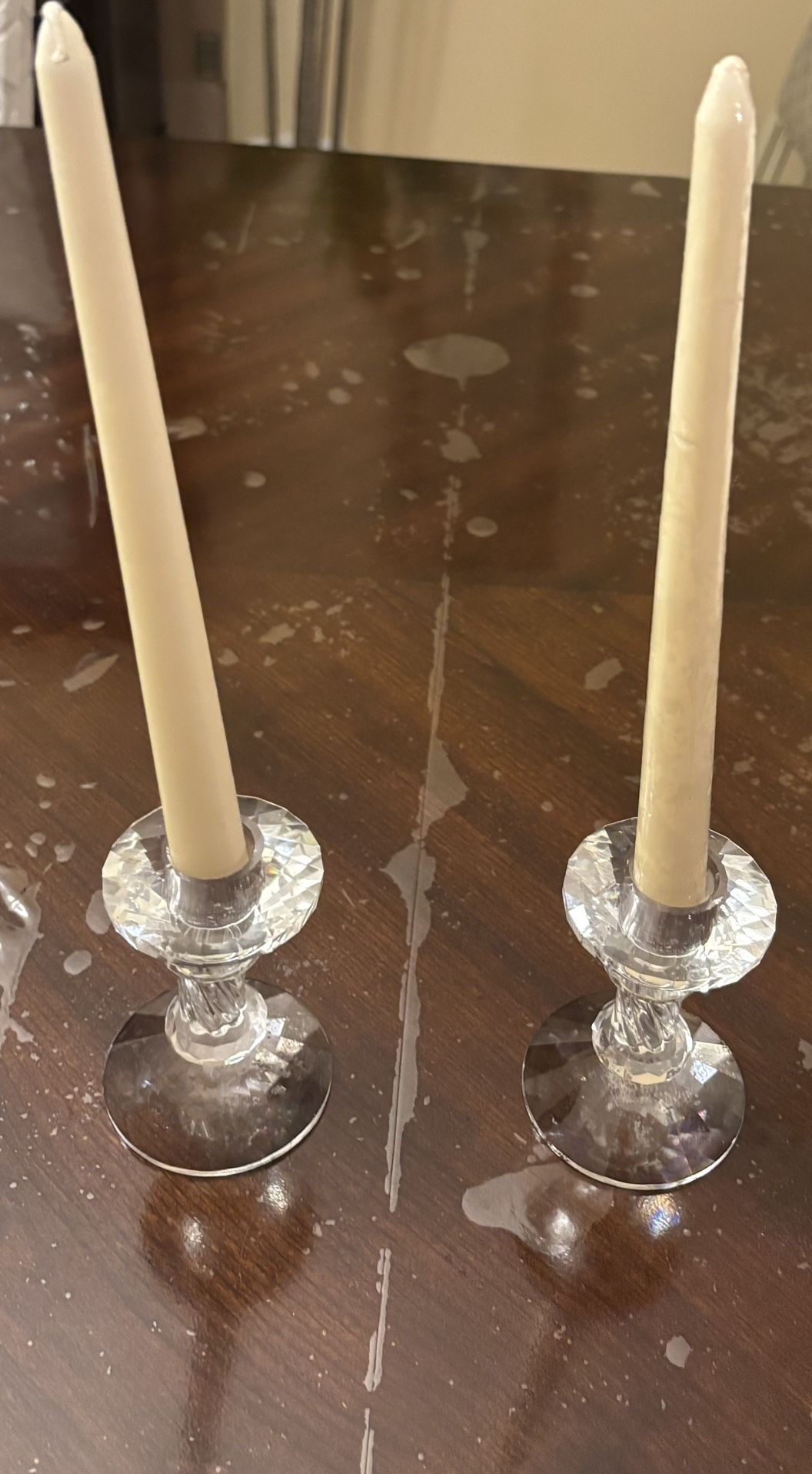 Candlestick holder with candles.