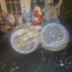 Price Is Firm. Two Beautiful Outdoor Christmas Balls Lawn Decorations
