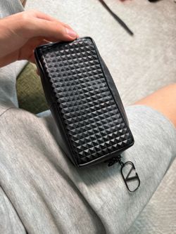 Valentino Black Leather Studded Pouch Clutch