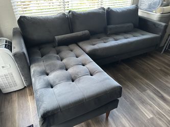 Slate Grey Velvet Couch