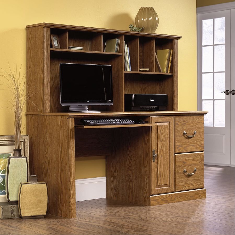Sauder® Orchard Hills 59"W Computer Desk With Hutch, Carolina Oak