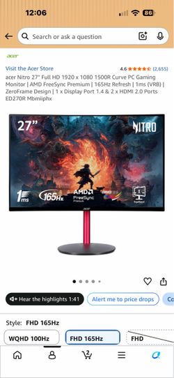 Acer 27 inch gaming monitor