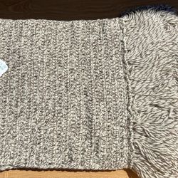 New Hand Knit Shawl Wrap Brown And Light Grey