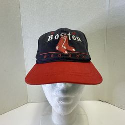 VINTAGE BOSTON RED SOX YOUTH KIDS SNAPBACK Hat Cap SPLIT BAR SPELLOUT LOGO BLUE