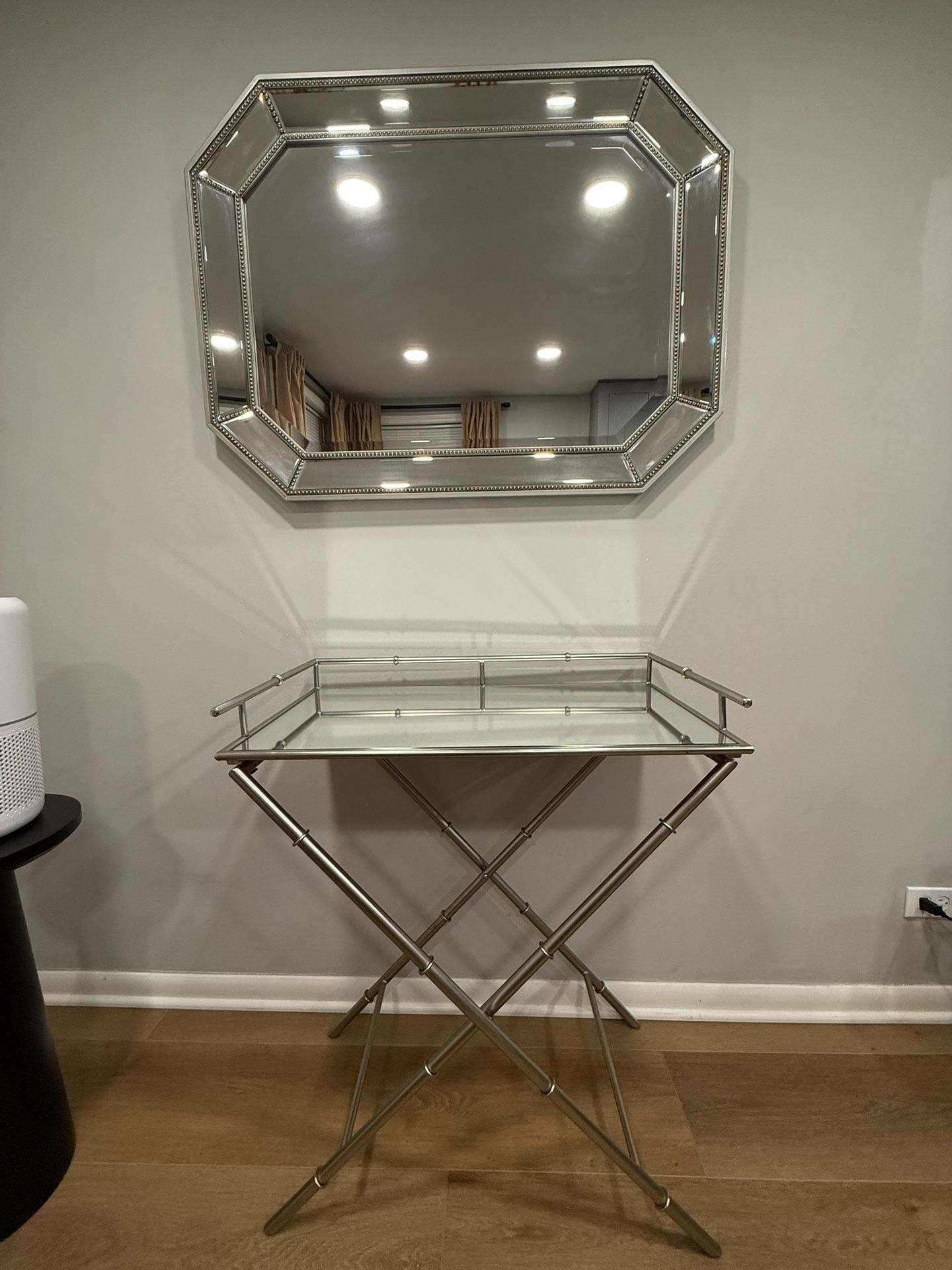 Bar Cart and Mirror