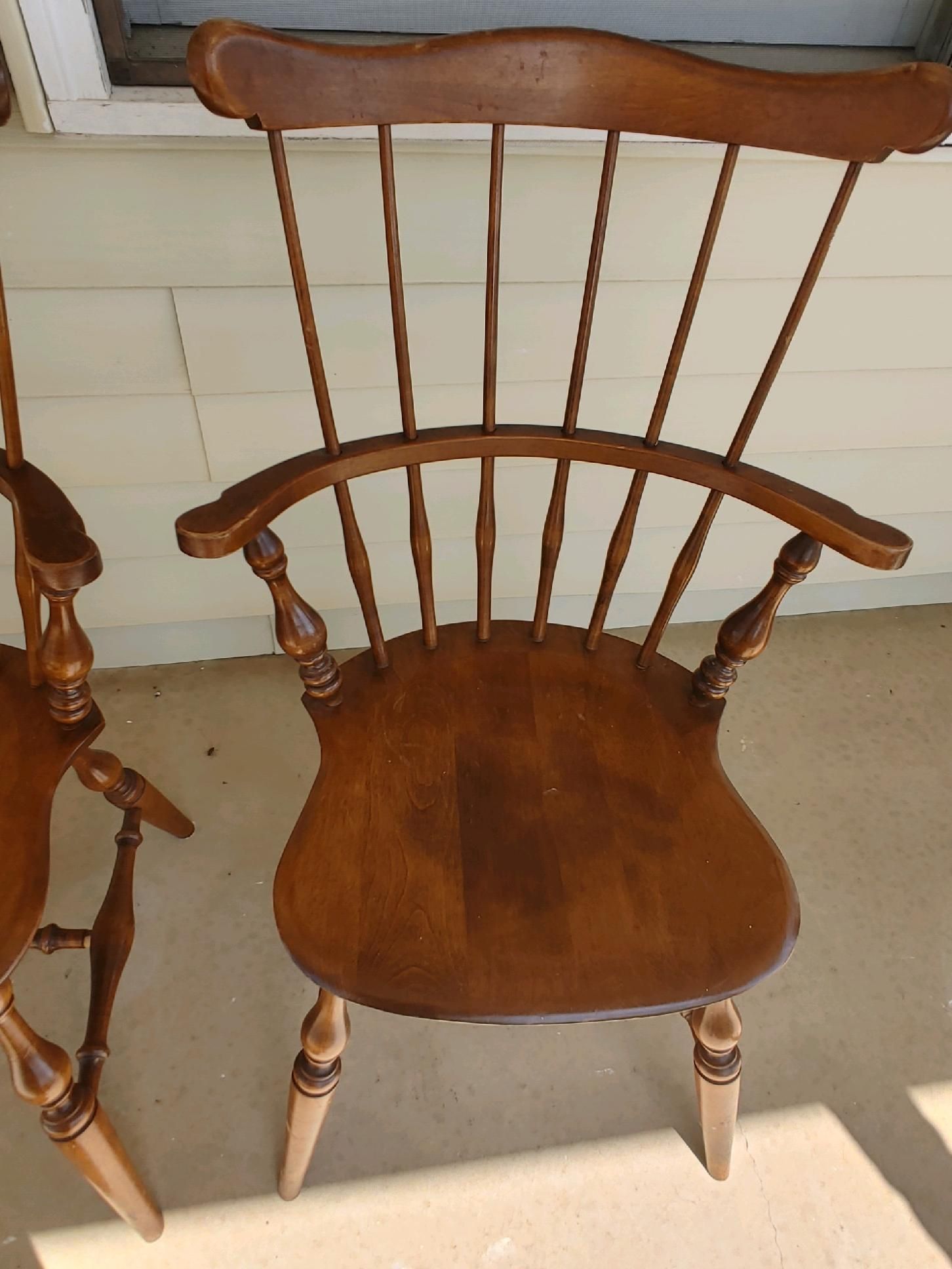 antique ethan allen nutmeg comb back chairs