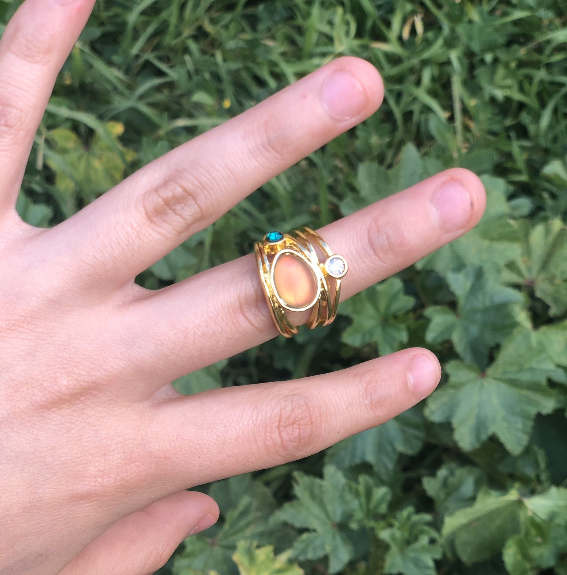 Gold plated moonstone ring