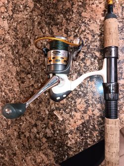FISHING POLE OKUMA V30A  SPINNING SET-UP. DIAWA ROD