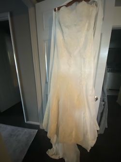Lace wedding gown with train