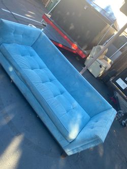 Blue Velvet Tufted Sofa