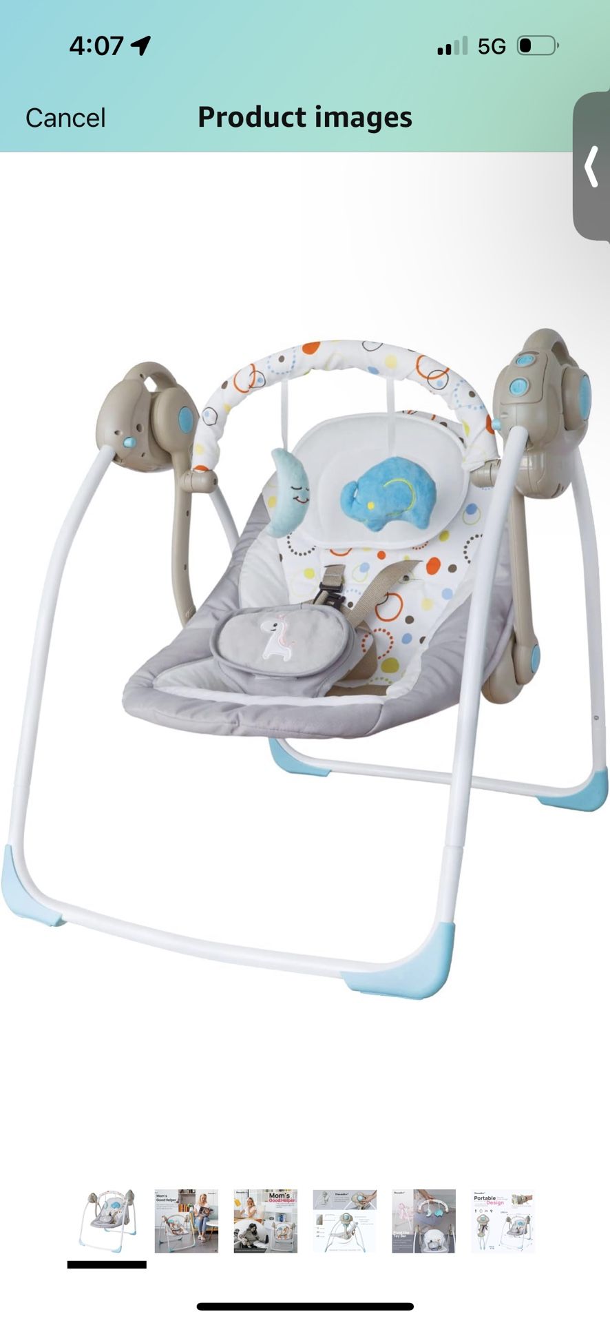 Baby Swings for Infants to Toddler, Electric Baby Swings for Newborn, Baby Swing with Intelligent Music Vibration Box, Portable Baby Swing Load Resist