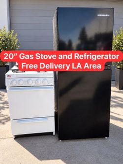 Special studio combo: 20-inch stove and 22x55-inch refrigerator. Free delivery in LA. Also available for individual purchase.