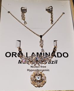 Set de cadena aretes pulsera y anillo numero 7 de oro laminado