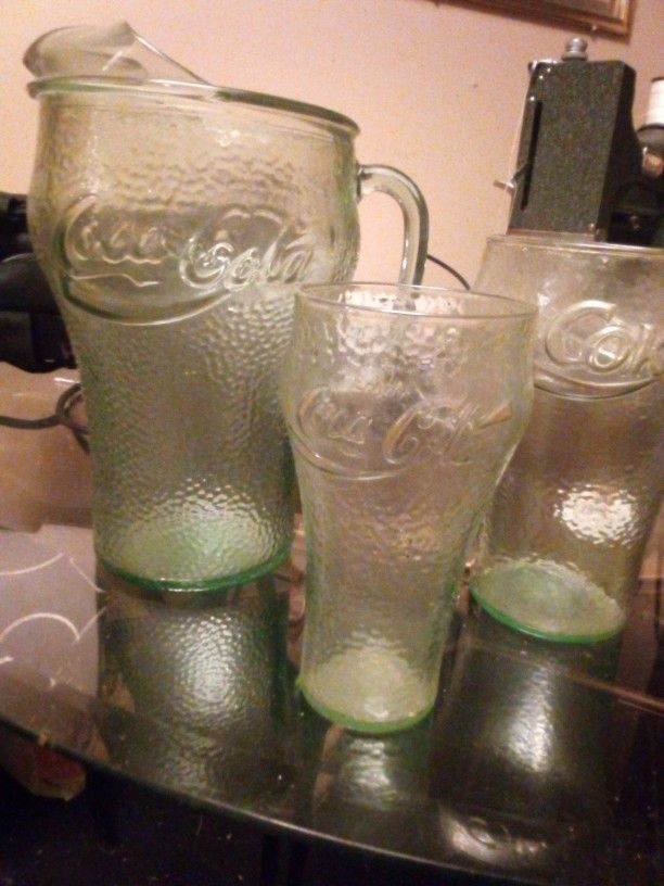 Coca Cola Pitcher And Glasses