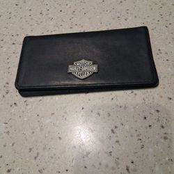 Black leather Harley-Davidson checkbook wallet with Bar and Shield logo