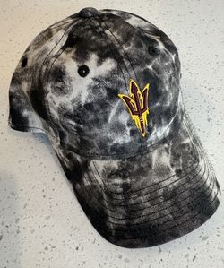 ASU Arizona State Sun Devils Adidas Adjustable Baseball Hat Cap Gray White Tie  AZ University Mens Women’s Unisex 
