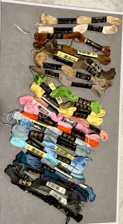 DMC Embroidery Floss Lot - Lot of 30 skeins (Bag 2) Assorted collection of DMC embroidery floss skeins. This lot includes a variety of colors includi