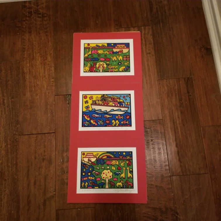 Holly Sue Buningh (Foss) Hand Signed N Matted "Noah's Ark" 3 P Series