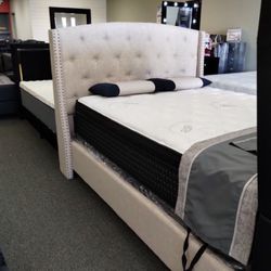 NEW QUEEN AND KING SIZE BED WITH PROMOTIONAL MATTRESS AND BOXSPRING INCLUDING SPECIAL FINANCING IS AVAILABLE $40 Down 