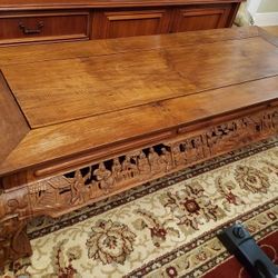 Intricately Carved Wooden Coffee Table