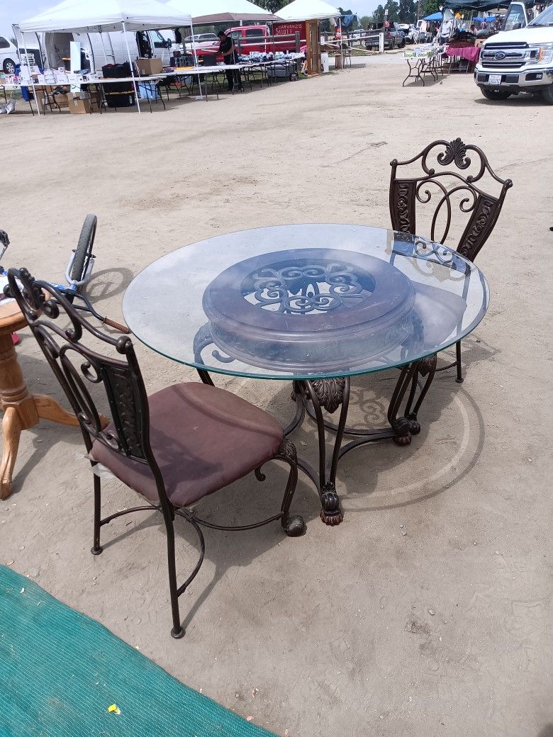 Beautiful Glass Top Kitchen Dining Room Table For 2