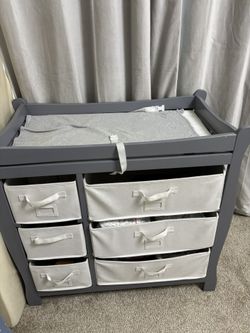 Gray Changing Table and Dresser