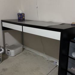 MICKE Desk, Black &white, 55 7/8x19 5/8 "