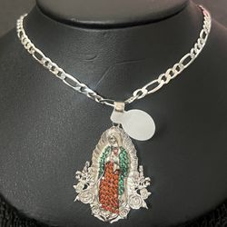 Cadena Virgen De Guadalupe Plata .925
