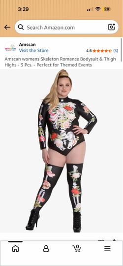 Amscan Skeleton Romance Bodysuit & Thigh Highs