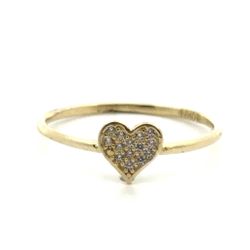 Woman’s Ladies 10k Yellow Gold CZ Cubic Zirconia Heart Ring Size 8.5 GP3128120