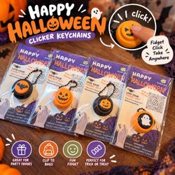 Halloween Fidget Clicker Keychains, 12-Pack Party Favors (4 Designs)