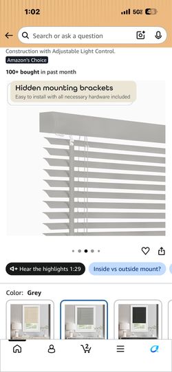 New blinds light grey color 27wx48h