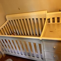Crib with dresser and changing table