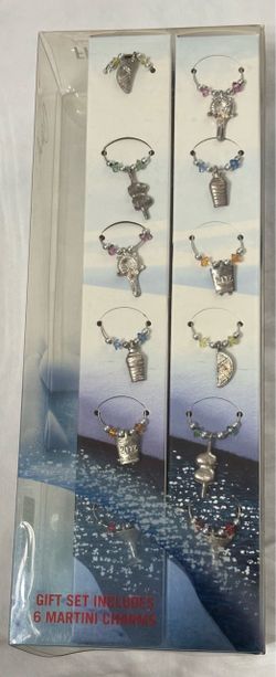 New Cocktail/Martini Wine Glass Charms - Gift Set of 6