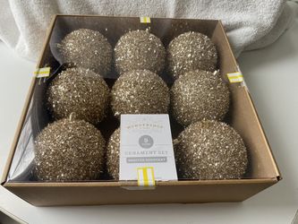 4” Tinsel Ball Christmas Tree Ornament Set of 9 Pc