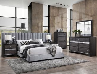 Brand new Jardin gray queen wall bed frame + dresser + mirror + nightstand