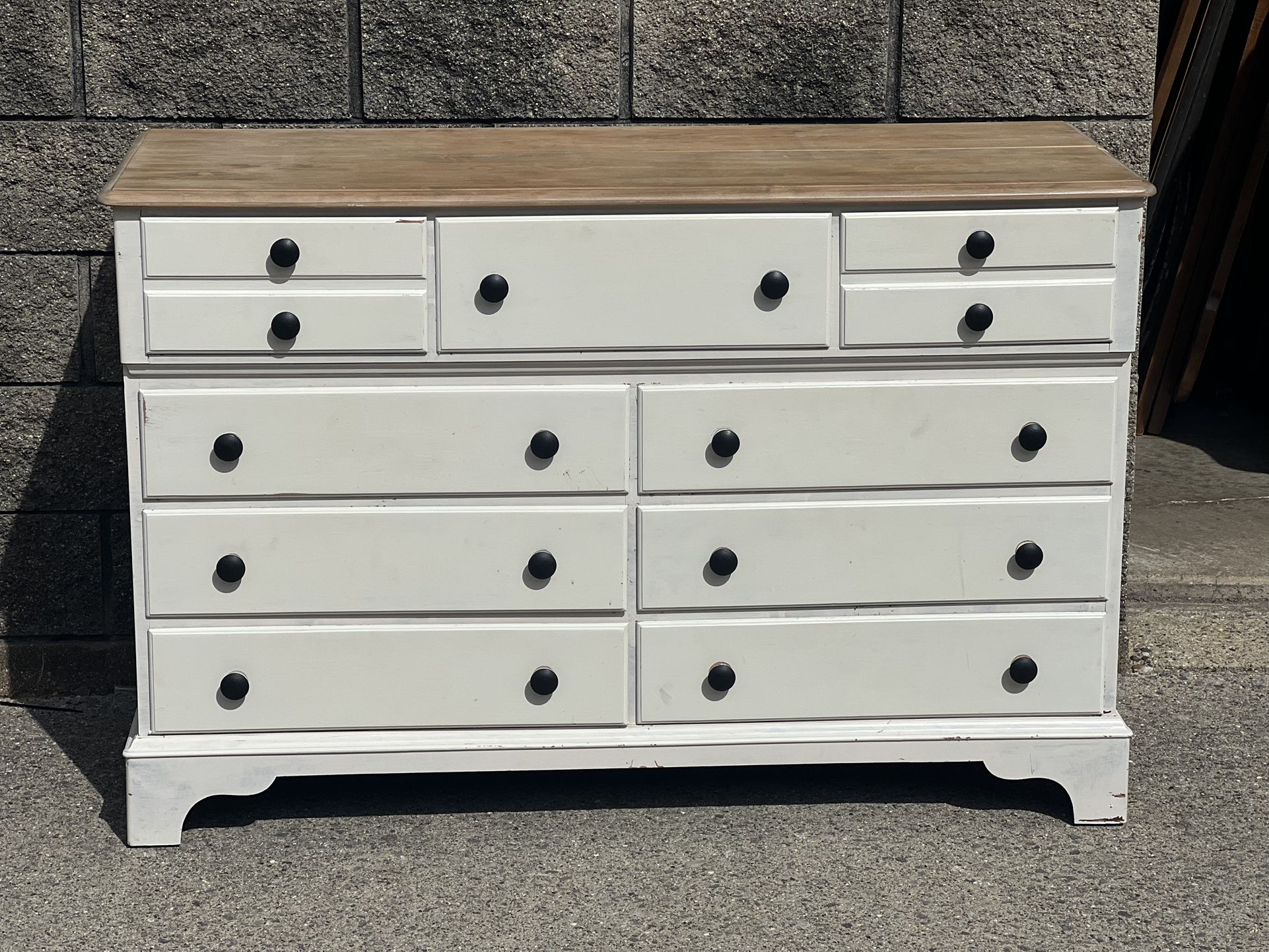 vintage 9 drawer white dresser