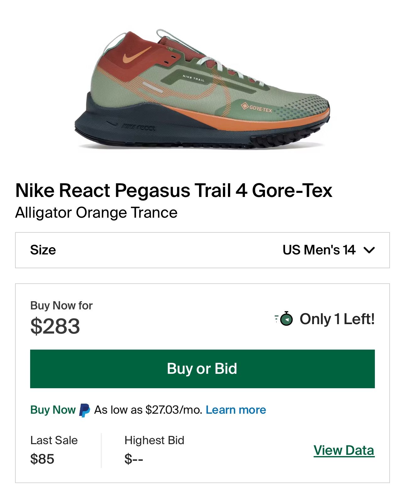 Nike React Pegasus Trail 4 Gore-Tex