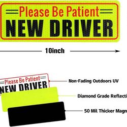New Driver Magnet 10" x 3.5" for Car Magnetic Reflective Novice Sticker Exterior Accessories Vehicle Safety Sign Black & Red on Yellow Reflection

Ple