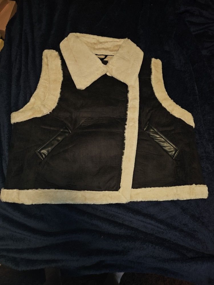 Shearling Vest - BLACK -- 1X